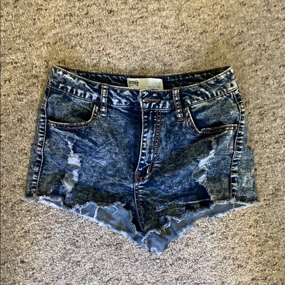 high rise acid wash shorts